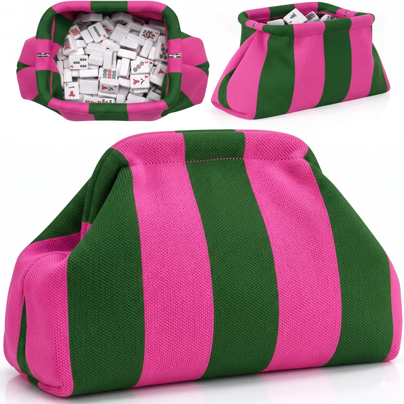 Women'S Best Bags For Travel - Torebka damska Pomelo w paski, dziergana,