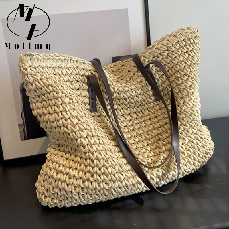 Women Bags Offers - Torby z grubej bawełny ze słomy