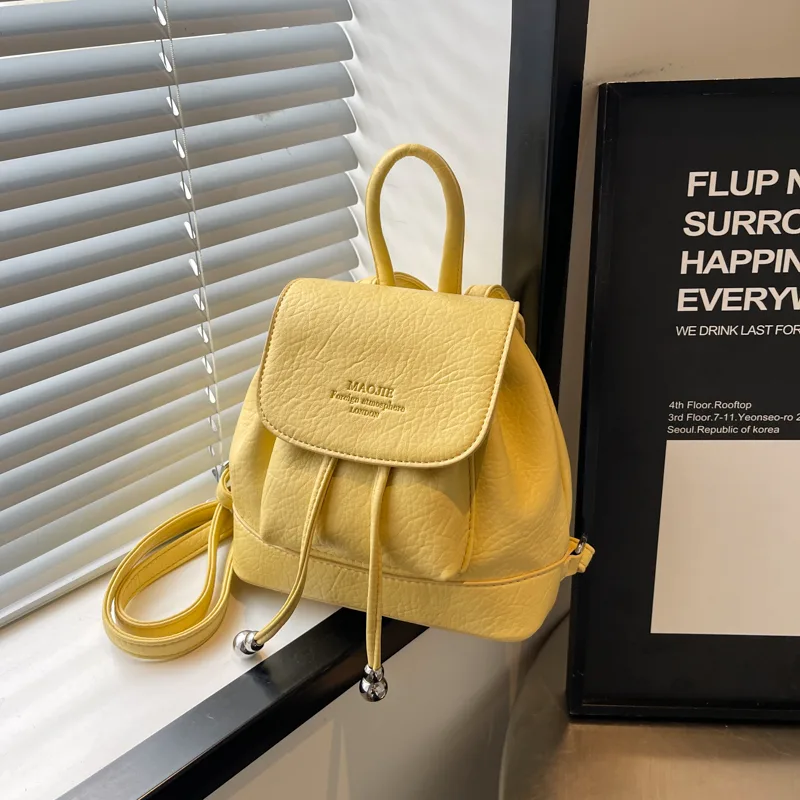 Women Bags Sale - Solidne małe plecaki sznurkowe PU o
